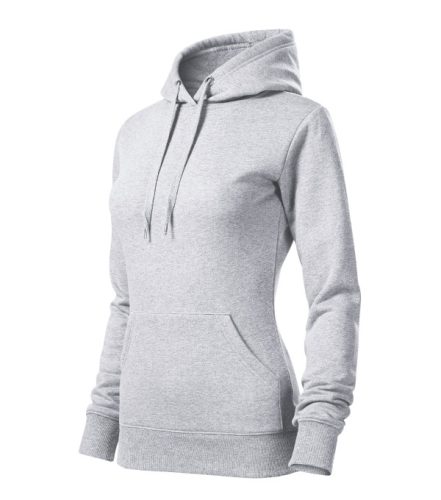 Malfini Cape - Kapucnis, kenguru zsebes, bolyhos belsős női pulóver - Világosszürke melírozott - 2XL