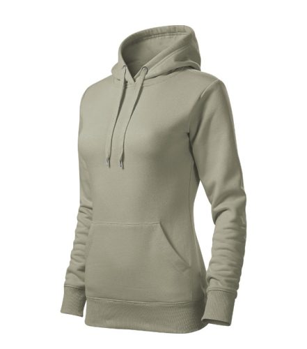 Malfini Cape - Kapucnis, kenguru zsebes, bolyhos belsős női pulóver - Világos khaki - XS