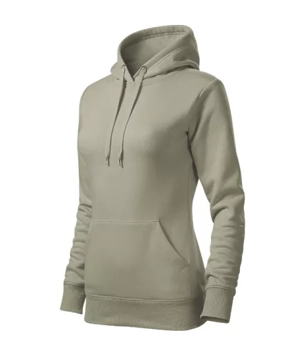 Malfini Cape - Kapucnis, kenguru zsebes, bolyhos belsős női pulóver - Világos khaki - XS