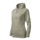 Malfini Cape - Kapucnis, kenguru zsebes, bolyhos belsős női pulóver - Világos khaki - XS
