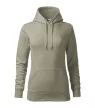 Malfini Cape - Kapucnis, kenguru zsebes, bolyhos belsős női pulóver - Világos khaki - XS