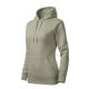 Malfini Cape - Kapucnis, kenguru zsebes, bolyhos belsős női pulóver - Világos khaki - 2XL