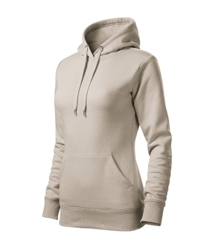 Malfini Cape - Kapucnis, kenguru zsebes, bolyhos belsős női pulóver - Drappos szürke - 2XL