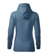 Malfini Cape - Kapucnis, kenguru zsebes, bolyhos belsős női pulóver - Farmerkék - 2XL