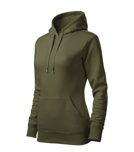 Malfini Cape - Kapucnis, kenguru zsebes, bolyhos belsős női pulóver - Military - XS