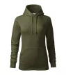 Malfini Cape - Kapucnis, kenguru zsebes, bolyhos belsős női pulóver - Military - 2XL