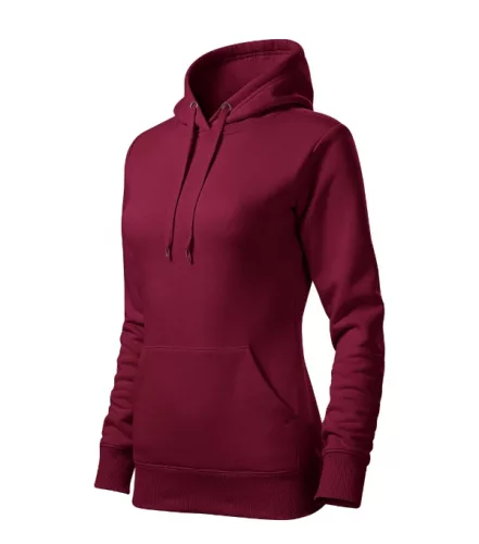 Malfini Cape - Kapucnis, kenguru zsebes, bolyhos belsős női pulóver - Garnet - XL
