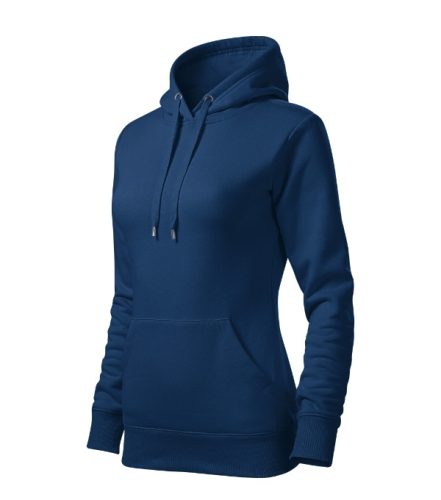 Malfini Cape - Kapucnis, kenguru zsebes, bolyhos belsős női pulóver - Éjkék - 2XL