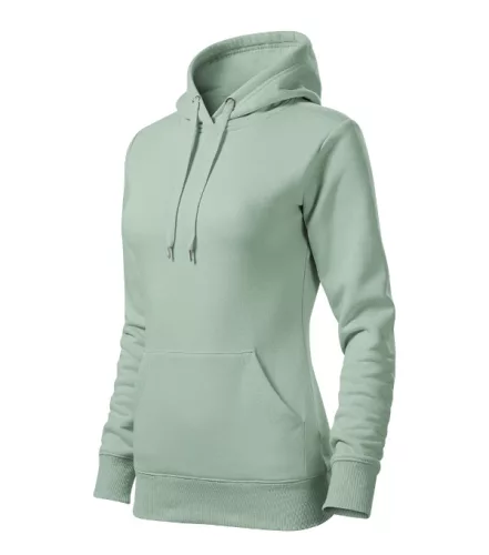 Malfini Cape - Kapucnis, kenguru zsebes, bolyhos belsős női pulóver - Zsálya - 2XL