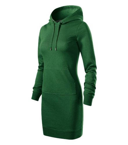Malfini Snap - Enyhén karcsúsított, kapucnis, kenguru zsebes női ruha - Üvegzöld - 2XL
