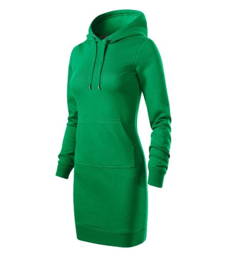 Malfini Snap - Enyhén karcsúsított, kapucnis, kenguru zsebes női ruha - Fűzöld - 2XL