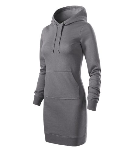 Malfini Snap - Enyhén karcsúsított, kapucnis, kenguru zsebes női ruha - Acélszürke - 2XL