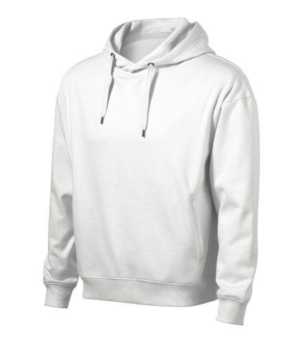 Malfini Moon - Laza szabású, kapucnis, rejtett kenguru zsebes férfi pulóver - Fehér - 2XL
