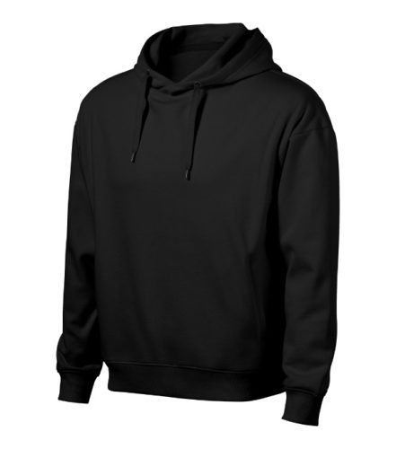 Malfini Moon - Laza szabású, kapucnis, rejtett kenguru zsebes férfi pulóver - Fekete - 3XL