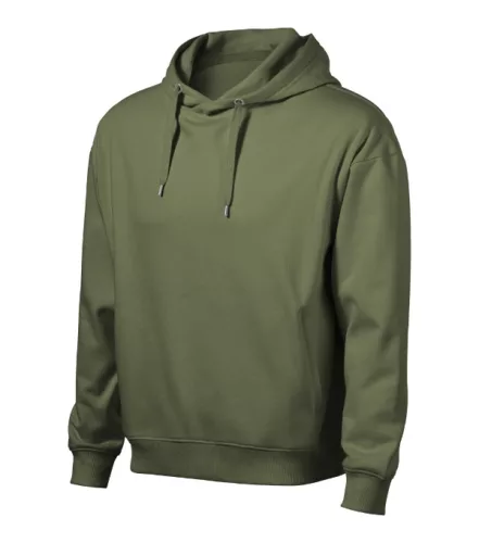 Malfini Moon - Laza szabású, kapucnis, rejtett kenguru zsebes férfi pulóver - Khaki - 2XL