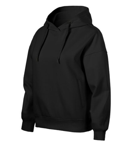 Malfini Moon - Laza szabású, kapucnis, rejtett kenguru zsebes női pulóver - Fekete - 2XL