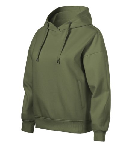 Malfini Moon - Laza szabású, kapucnis, rejtett kenguru zsebes női pulóver - Khaki - XS