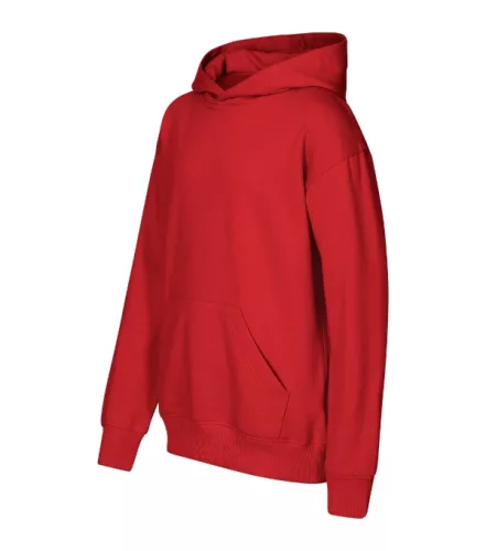 Malfini Chill - Laza szabású, kapucnis, kenguru zsebes gyerek pulóver - Piros - 146 cm/10 éves