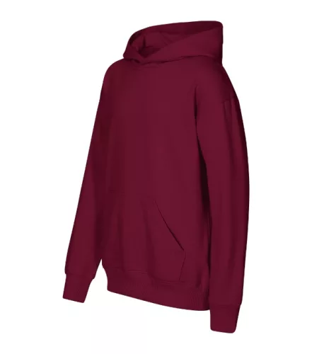 Malfini Chill - Laza szabású, kapucnis, kenguru zsebes gyerek pulóver - Garnet - 122 cm/6 éves