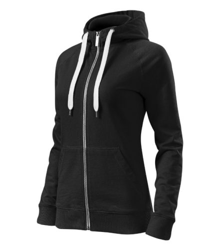 Malfini Premium Voyage - Enyhén karcsúsított, fémcipzáras, kapucnis női pulóver - Fekete - 2XL