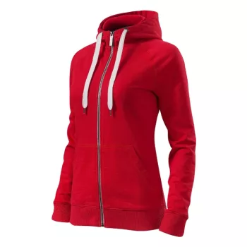   Malfini Premium Voyage - Enyhén karcsúsított, fémcipzáras, kapucnis női pulóver - F1 piros - 2XL