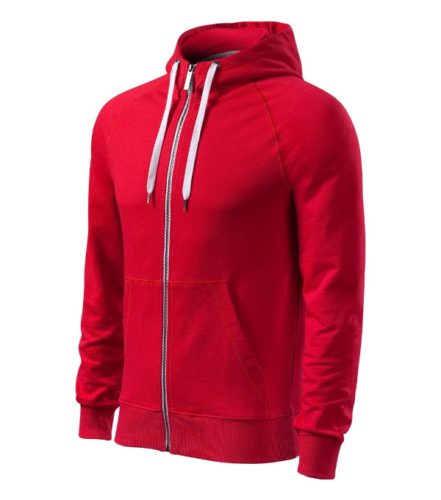 Malfini Premium Voyage - Enyhén karcsúsított, fémcipzáras, kapucnis férfi pulóver - F1 piros - 2XL