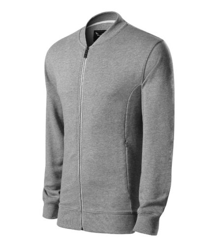 Malfini Premium Bomber - Egyenes szabású, fémcipzáras, “bomber” galléros férfi pulóver - Sötétszürke melírozott - S