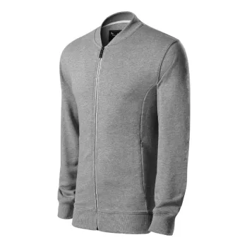   Malfini Premium Bomber - Egyenes szabású, fémcipzáras, “bomber” galléros férfi pulóver - Sötétszürke melírozott - L