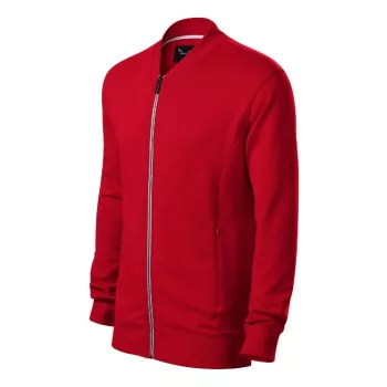   Malfini Premium Bomber - Egyenes szabású, fémcipzáras, “bomber” galléros férfi pulóver - F1 piros - 2XL