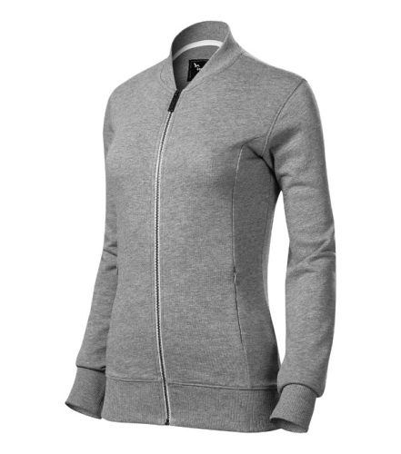 Malfini Premium Bomber - Egyenes szabású, fémcipzáras, “bomber” galléros női pulóver - Sötétszürke melírozott - XS