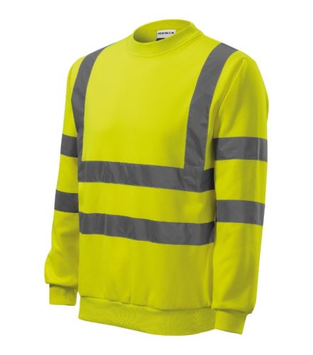 Rimeck HV Essential - Fluoreszkáló anyagú, 3M fényvisszaverő csíkos unisex pulóver - Fluoreszkáló sárga - M