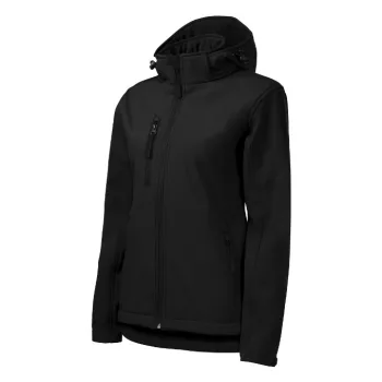   Malfini Performance - Ívelt szabású, eltávolítható kapucnis, polár belsős softshell női kabát - Fekete - S