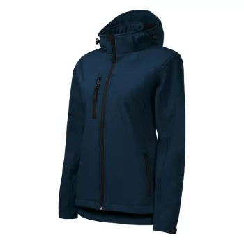   Malfini Performance - Ívelt szabású, eltávolítható kapucnis, polár belsős softshell női kabát - Tengerészkék - M