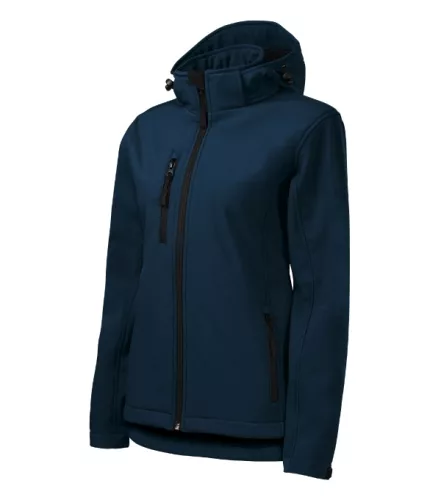 Malfini Performance - Ívelt szabású, eltávolítható kapucnis, polár belsős softshell női kabát - Tengerészkék - 3XL