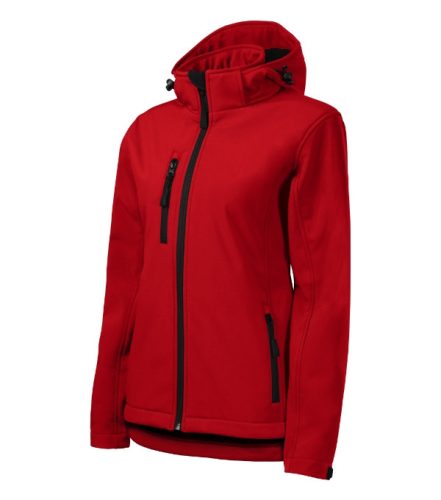 Malfini Performance - Ívelt szabású, eltávolítható kapucnis, polár belsős softshell női kabát - Piros - XS