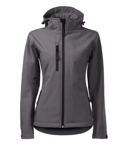 Malfini Performance - Ívelt szabású, eltávolítható kapucnis, polár belsős softshell női kabát - Acélszürke - XS