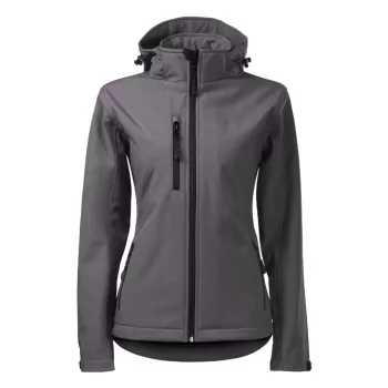   Malfini Performance - Ívelt szabású, eltávolítható kapucnis, polár belsős softshell női kabát - Acélszürke - M