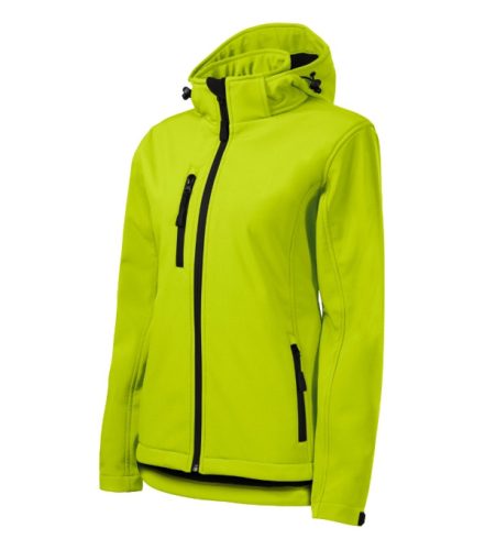 Malfini Performance - Ívelt szabású, eltávolítható kapucnis, polár belsős softshell női kabát - Lime - XS