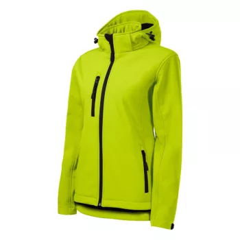   Malfini Performance - Ívelt szabású, eltávolítható kapucnis, polár belsős softshell női kabát - Lime - M