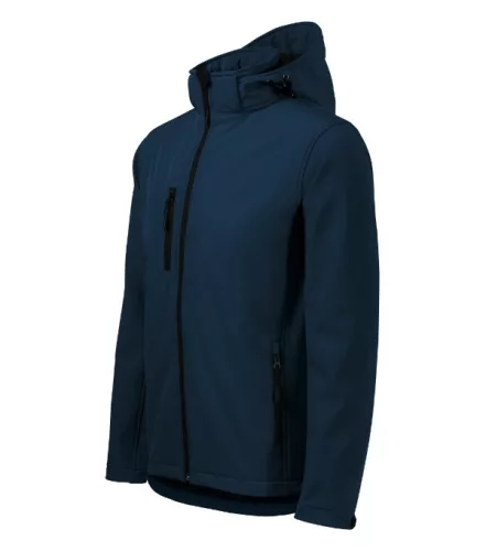 Malfini Performance - Ívelt szabású, eltávolítható kapucnis, polár belsős softshell férfi kabát - Tengerészkék - XL