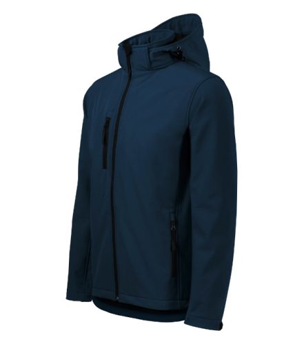 Malfini Performance - Ívelt szabású, eltávolítható kapucnis, polár belsős softshell férfi kabát - Tengerészkék - 3XL
