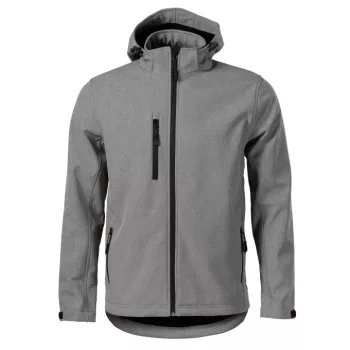   Malfini Performance - Ívelt szabású, eltávolítható kapucnis, polár belsős softshell férfi kabát - Sötétszürke melírozott - S