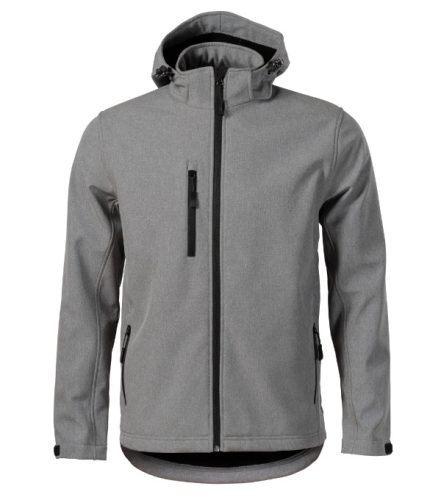 Malfini Performance - Ívelt szabású, eltávolítható kapucnis, polár belsős softshell férfi kabát - Sötétszürke melírozott - 2XL