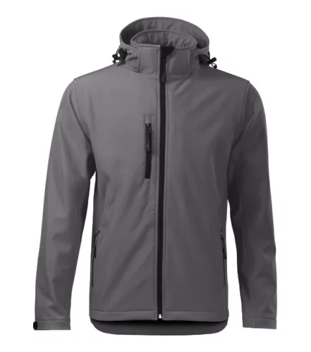 Malfini Performance - Ívelt szabású, eltávolítható kapucnis, polár belsős softshell férfi kabát - Acélszürke - 2XL