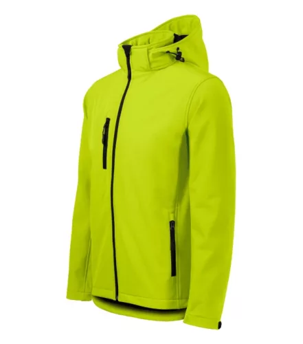 Malfini Performance - Ívelt szabású, eltávolítható kapucnis, polár belsős softshell férfi kabát - Lime - S