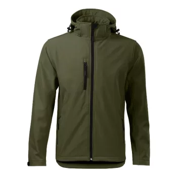   Malfini Performance - Ívelt szabású, eltávolítható kapucnis, polár belsős softshell férfi kabát - Military - L