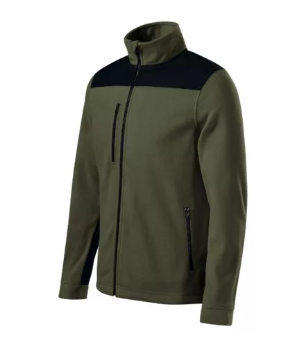 Rimeck Effect - Vállrészen és könyökén kopásálló, műanyag cipzáras unisex polár felső - Military - XL