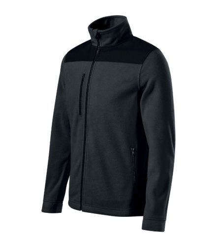 Rimeck Effect - Vállrészen és könyökén kopásálló, műanyag cipzáras unisex polár felső - Ébenszürke - 2XL