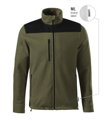 Rimeck Effect - Vállrészen és könyökén kopásálló, műanyag cipzáras unisex polár felső - Military - XL (brand label)