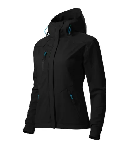 Malfini Nano - Nanotex® felületi kezeléses, kapucnis, vékony softshell női kabát - Fekete - S